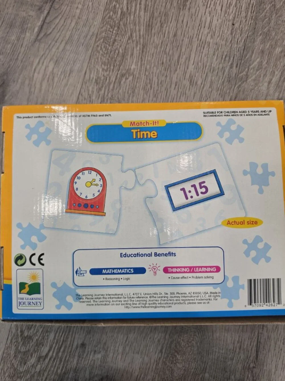 Match-It! Time Puzzle Self-Correcting Pieces Educational Learning Toy Teaches